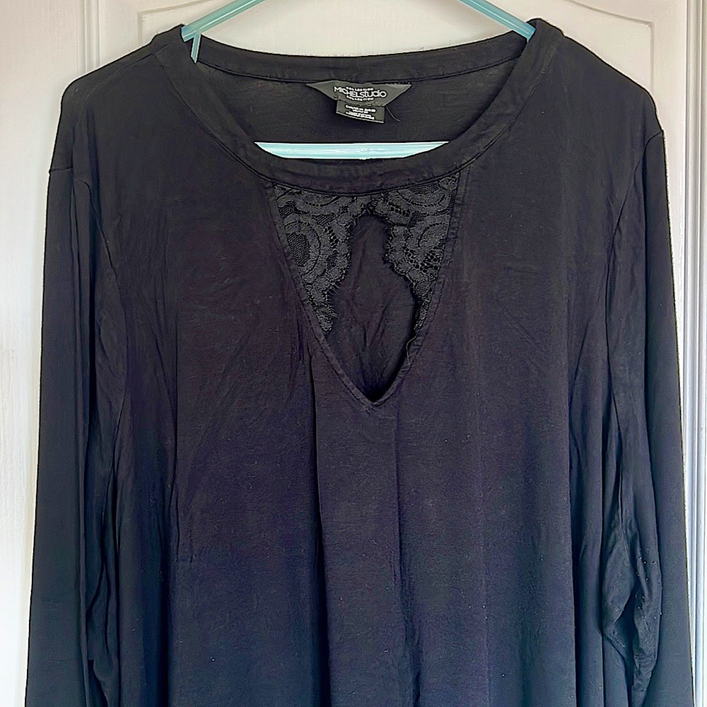 Michel Studio Elegant Black Top with Lace Detail